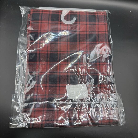 2 - VHC Brands Rustic Balloon Valance 60x15" Red Black Cumberland Window 3 1/4" - Picture 4 of 5